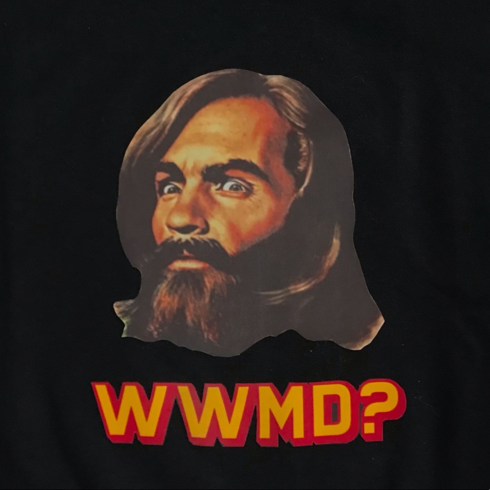 Men’s Large Black Charles Manson “what would Manson do?” Tee Shirt Manson Family